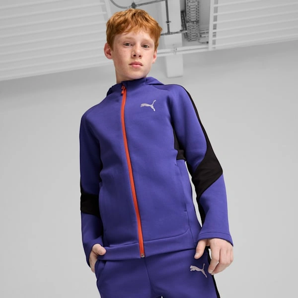 EVOSTRIPE Full-Zip Big Kids' Hoodie | PUMA: Osupljivo udobje in slog za male raziskovalce, vedno v gibanju z PUMA!